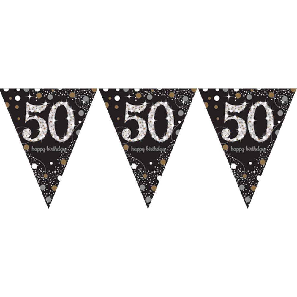 Vimpelgirlang 50 Guld/Silver Glitter
