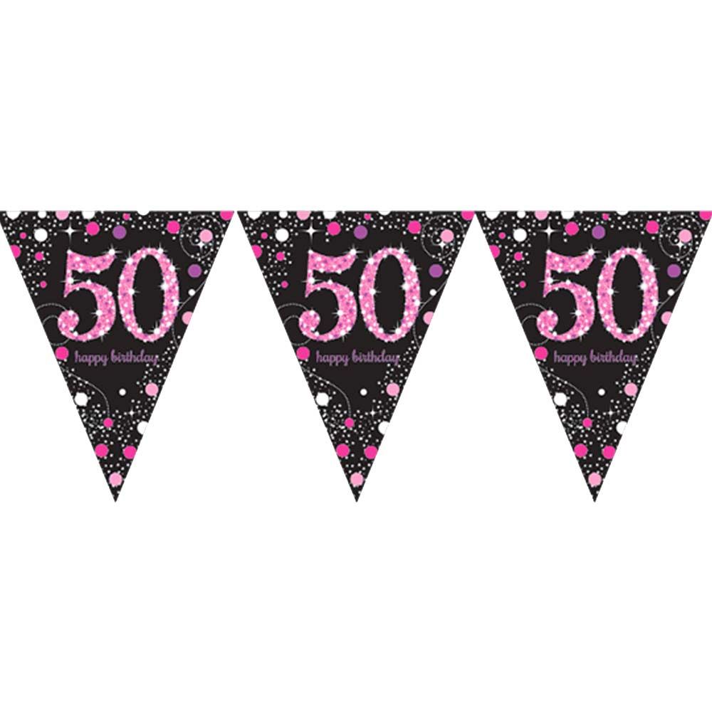 Vimpelgirlang 50 Svart/Rosa Glitter