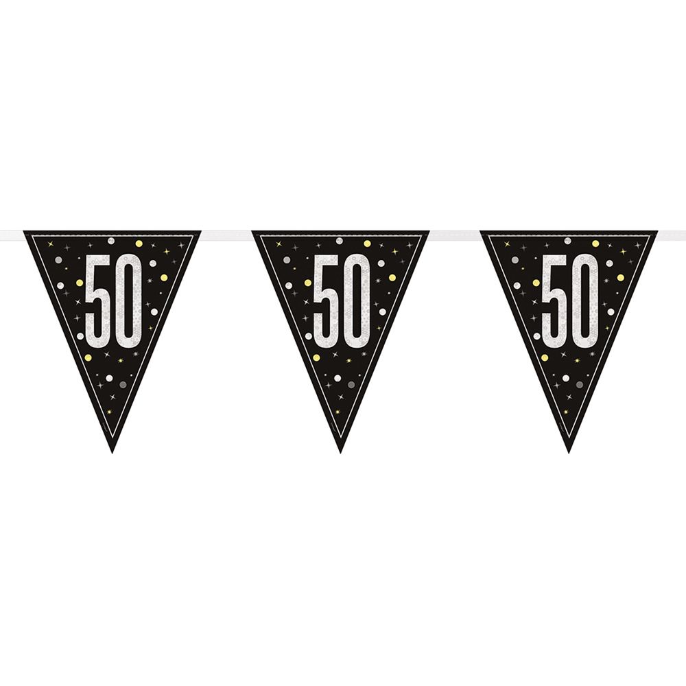Vimpelguirlande 50 Sort/Sølv