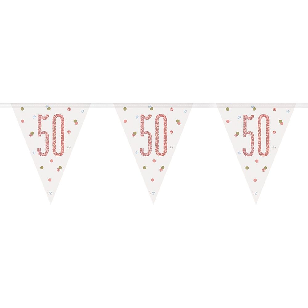 Vimpelguirlande 50 Hvid/Rosaguld