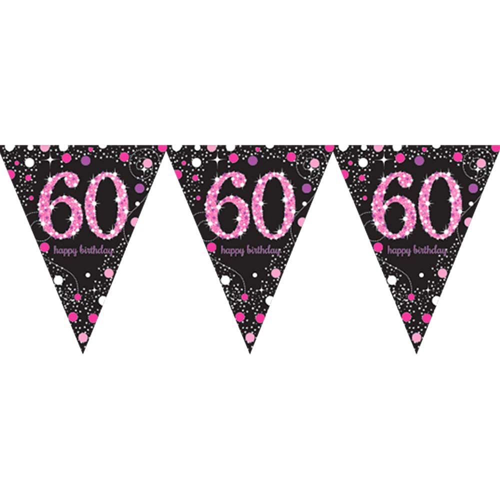 Vimpelguirlande 60 Sort/Lyserød Glitter