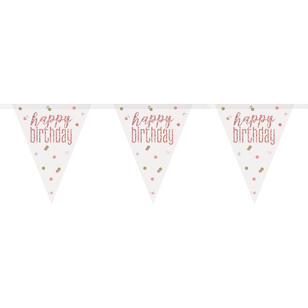 Vimpelguirlande Happy Birthday Rosaguld