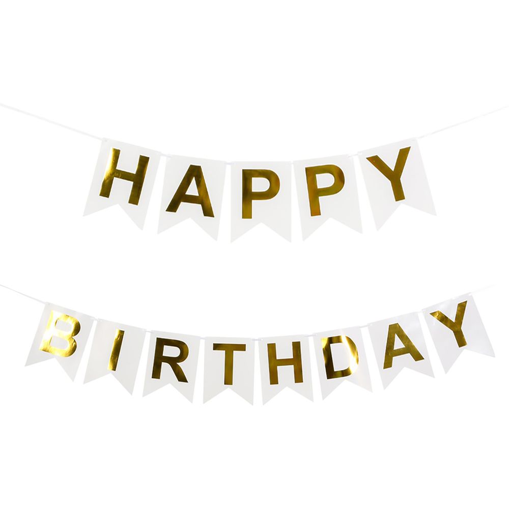 Lippuviirinauha Happy Birthday Valkoinen