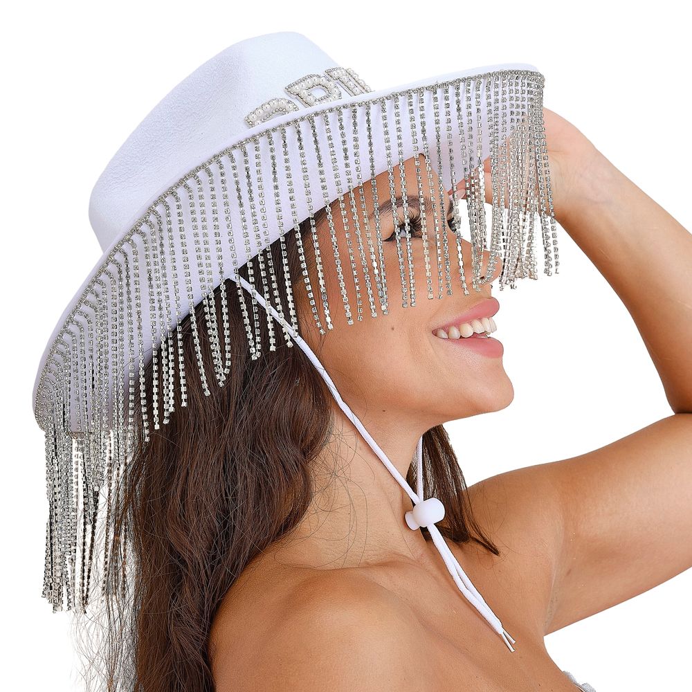 Vit Cowboyhatt Bride med Strass