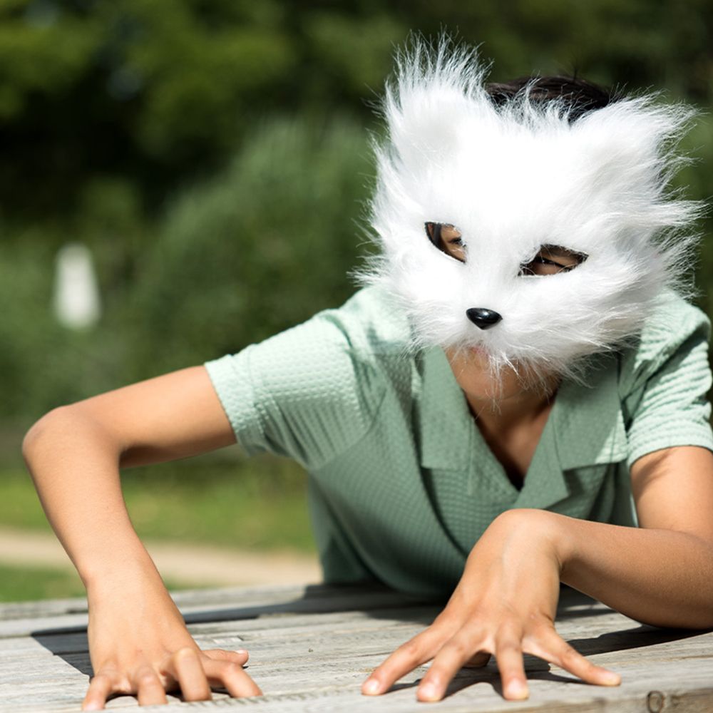 Hvid Kat Halvmaske