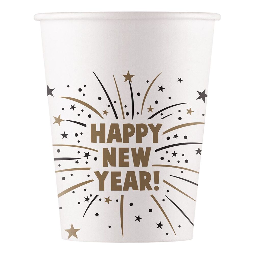 Valkoiset Pahvimukit Happy New Year