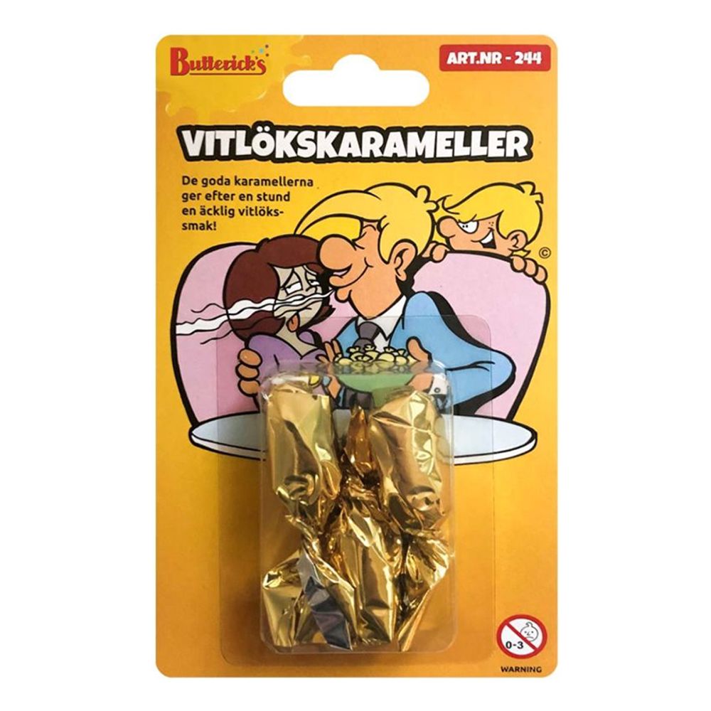 Vitlökskarameller Skämtgodis