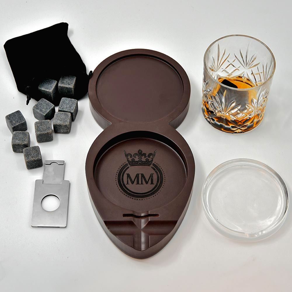 Whiskey & Cigarr Bricka Set