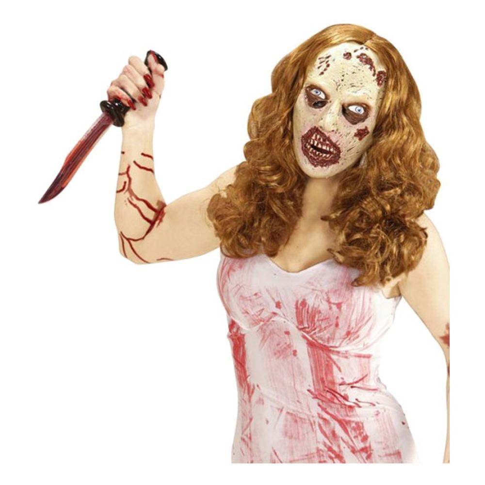 Zombiemaske med Parykk
