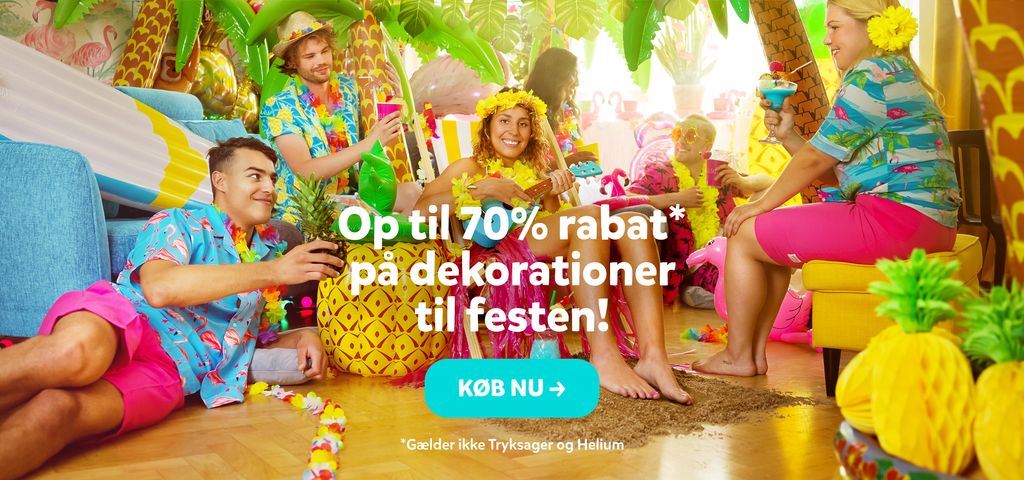 Op til 70% rabat på festartikler