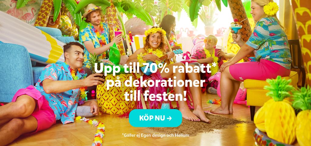 Upp till 70% rabatt på festartiklar
