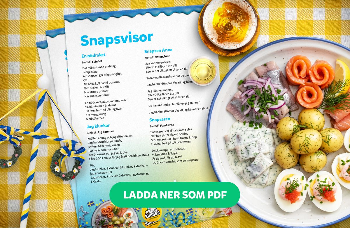 Nya roliga snapsvisor till midsommar 2026 | Partykungen