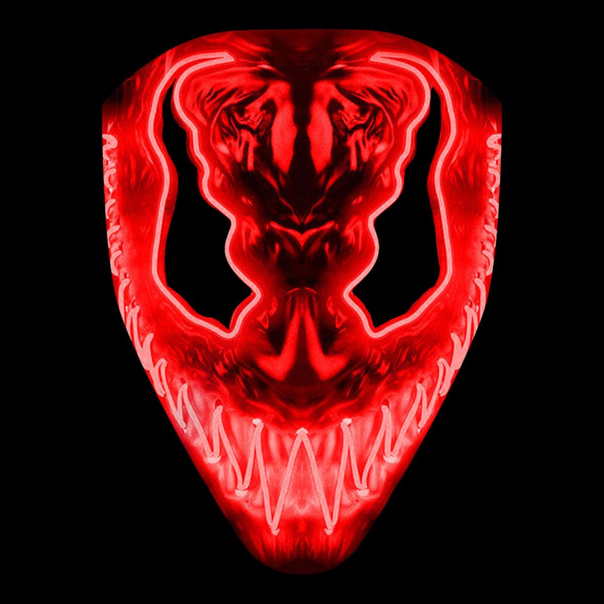 El Wire Demon Röd LED Mask - One size