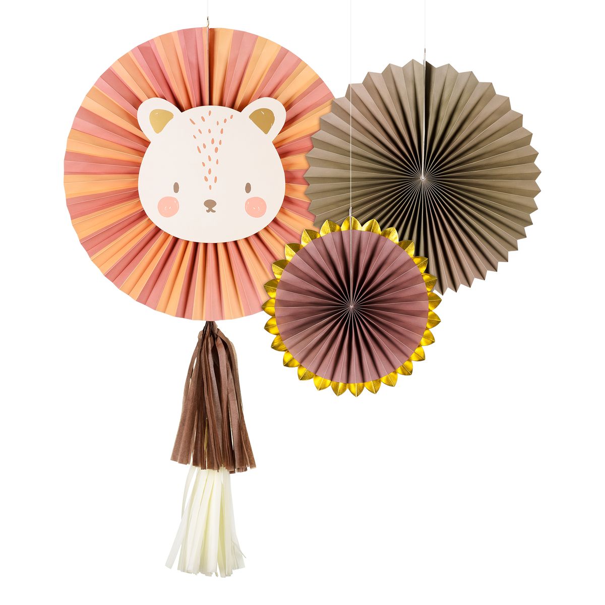 Pappersfjädrar Lejon Kalas Mix - 3-pack
