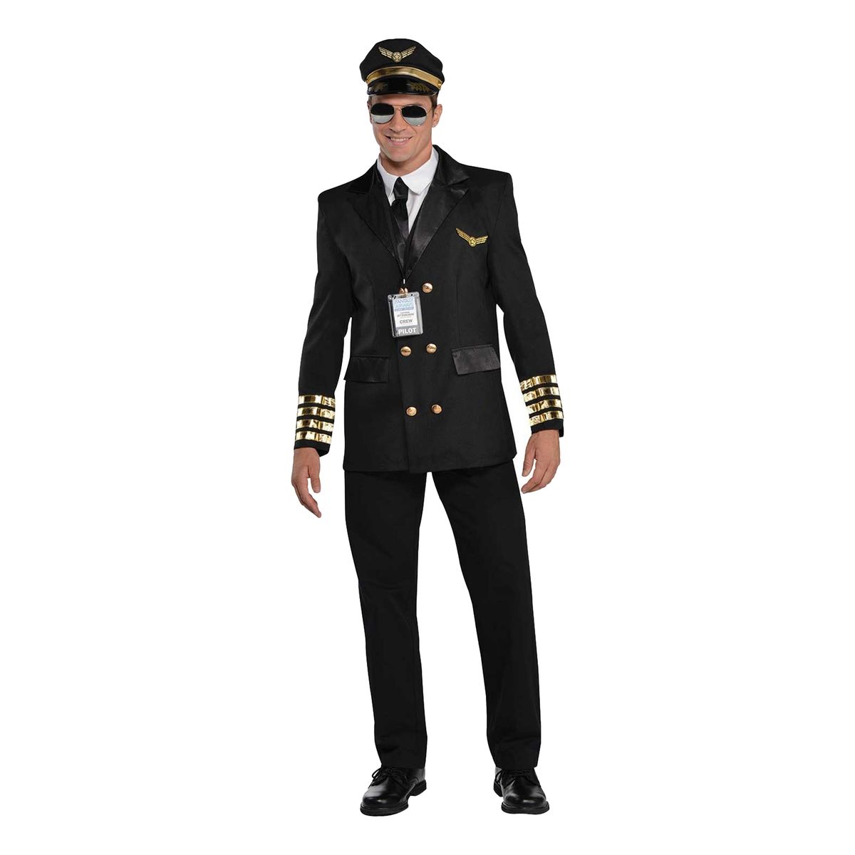 Pilot Svart Maskeraddräkt - Medium