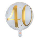 Folieballon 40 Hvid/Guld