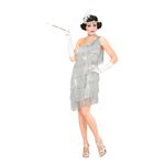 20'er Flapper Kjole Sølv Kostume