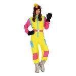 80'er Skidragt Lyserød/Gul Dame Kostume