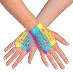 80-luvun UV-sormettomat verkkohanskat Lyhyet Sateenkaari Neon