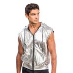 Ærmeløs Hoodie Silver Metallic