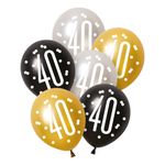 Balloner 40 Sort/Sølv/Guld