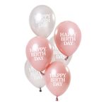 Balloner Happy Birthday Lyserød/Hvid 50 År