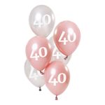 Balloner Lyserød/Hvid 40 År