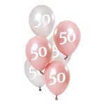 Balloner Lyserød/Hvid 50 År