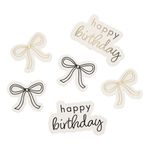 Bordkonfetti Happy Birthday kremhvit rosett