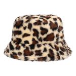 Bucket Hat i kunstpels Leopard