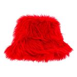 Bucket Hat Fluffy Rød