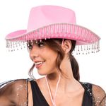 Cowboyhat med Strass Lyserød