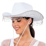 Cowboyhat med strass Hvid