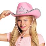 Cowboyhat Lyserød med Tiara til Børn