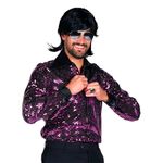 Disco Skjorte Herre Sort/Lilla Deluxe