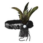 Flapper pandebånd med fjer sort