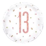 Folieballon 13 Hvid/Rosaguld Prikket