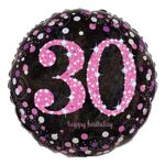Folieballon 30 Happy Birthday Lyserød Sparkling