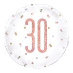Folieballon 30 Hvid/Rosaguld Prikket