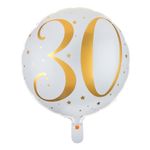 Folieballon 30 Hvid/Guld
