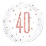 Folieballon 40 Hvid/Rosaguld Prikket