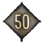 Folieballon 50 Sort/Guld