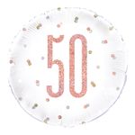 Folieballon 50 Hvid/Rosaguld Prikket
