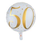 Folieballon 50 Hvid/Guld