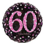 Folieballon 60 Happy Birthday Lyserød Sparkling