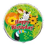 Folieballon Jungledyr Happy Birthday