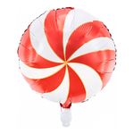 Foleballon Sukkerstok Hvid/Rød