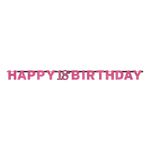 Guirlande 18 Happy Birthday Sort/Lyserød Glitter