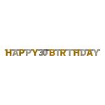 Guirlande 30 Happy Birthday Sølv/Guld Glitter