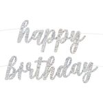 Guirlande Happy Birthday Sølvskinnende